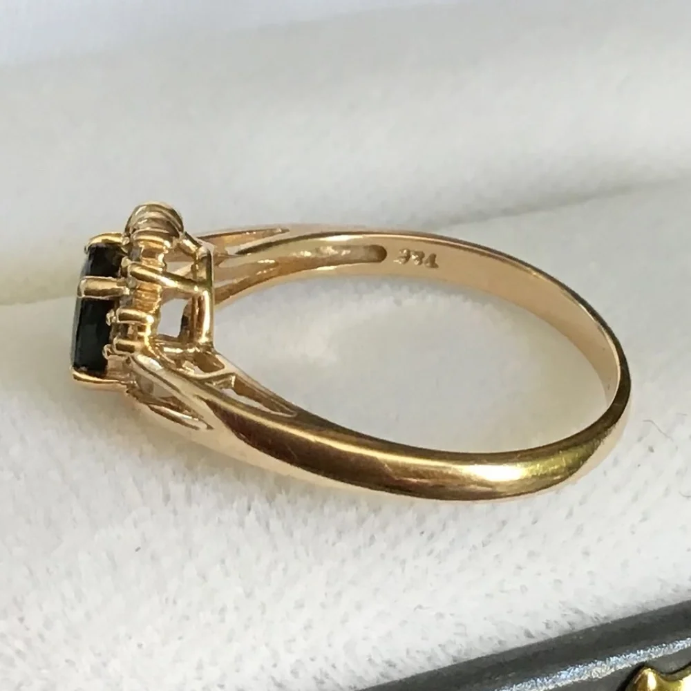 14K Gold Sapphire & Diamond Ring Size 6 1/4 Vintage Excellent Condition - Picture 3 of 13